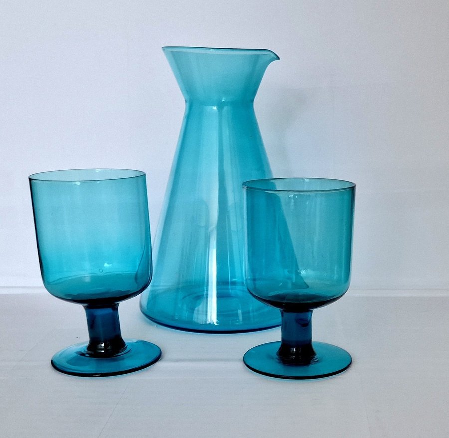 Glaskaraff glas flaska karaff och vinglas IIttala