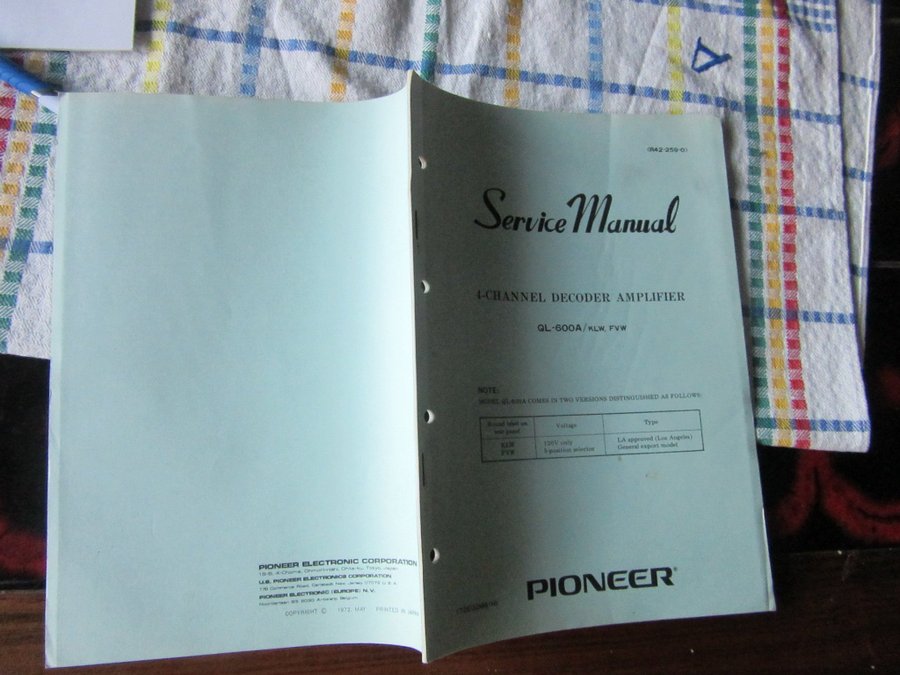 Pioneer QL-600A 1972 service manual