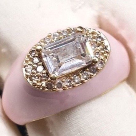 Elegant reglerbar ring med rosa emalj guldig Oanvänd