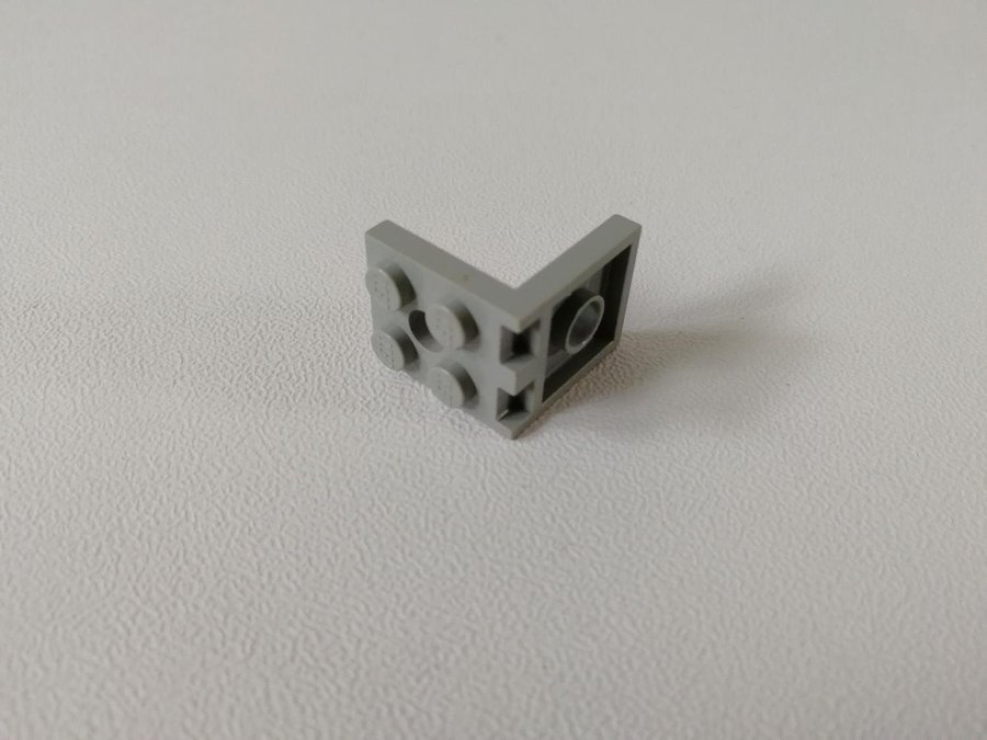 Lego - vinklad - bracket - 2x2 / 2x2 - part 3956 - ljusgrå (old light gray)