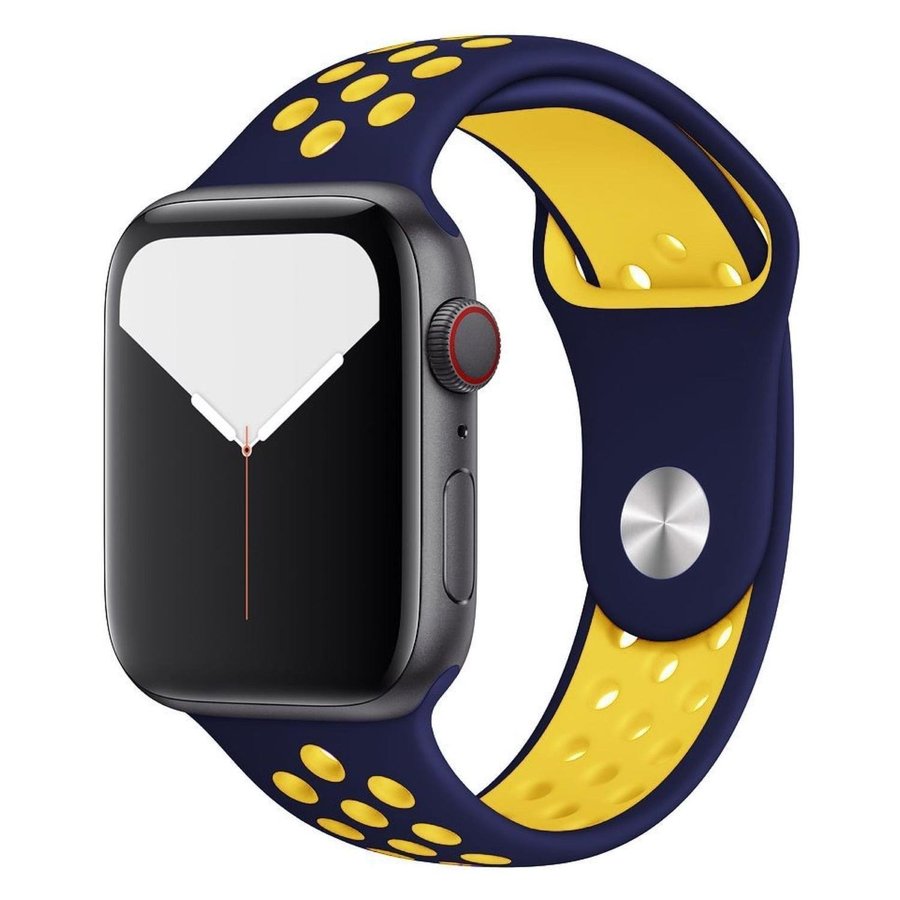 Sportband 44/45/46/49mm (S/M) Apple Watch Armband - MÖRKBLÅ / GUL