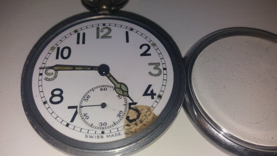 Military pocket watch GSTP. Switzerland for Great Britain. ~1940s.