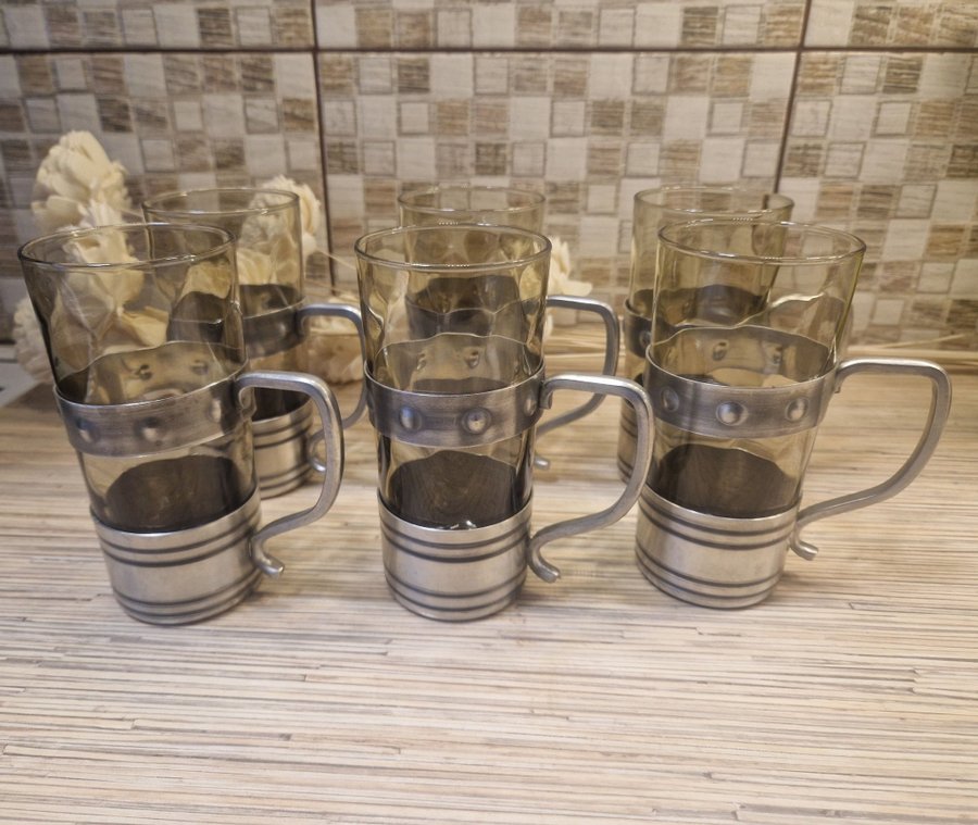 6st / TENN / Pewter Vesttinn / Irish coffeeglas/ Glashållare / Luminarc / Norge