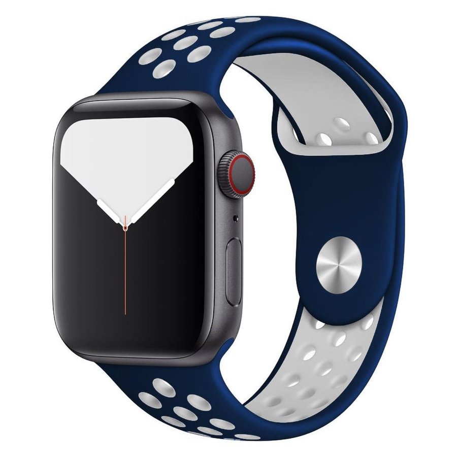 Sportband 38/40/41/42mm (M/L) Apple Watch Armband - MÖRKBLÅ / VIT