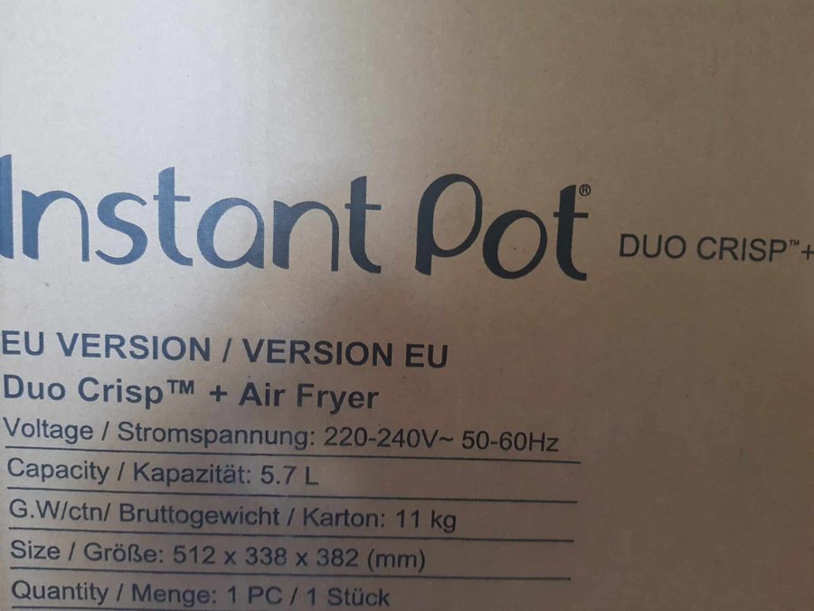 HELT NY  OANVÄND - Instant Pot Duo Crisp Air fryer / Luftfritös / Multikokare