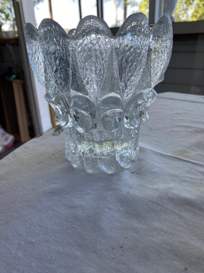 VINTAGE INGRID HÜTTE VAS SKÅL LJUSLYKTA KRISTALLVas glasskål