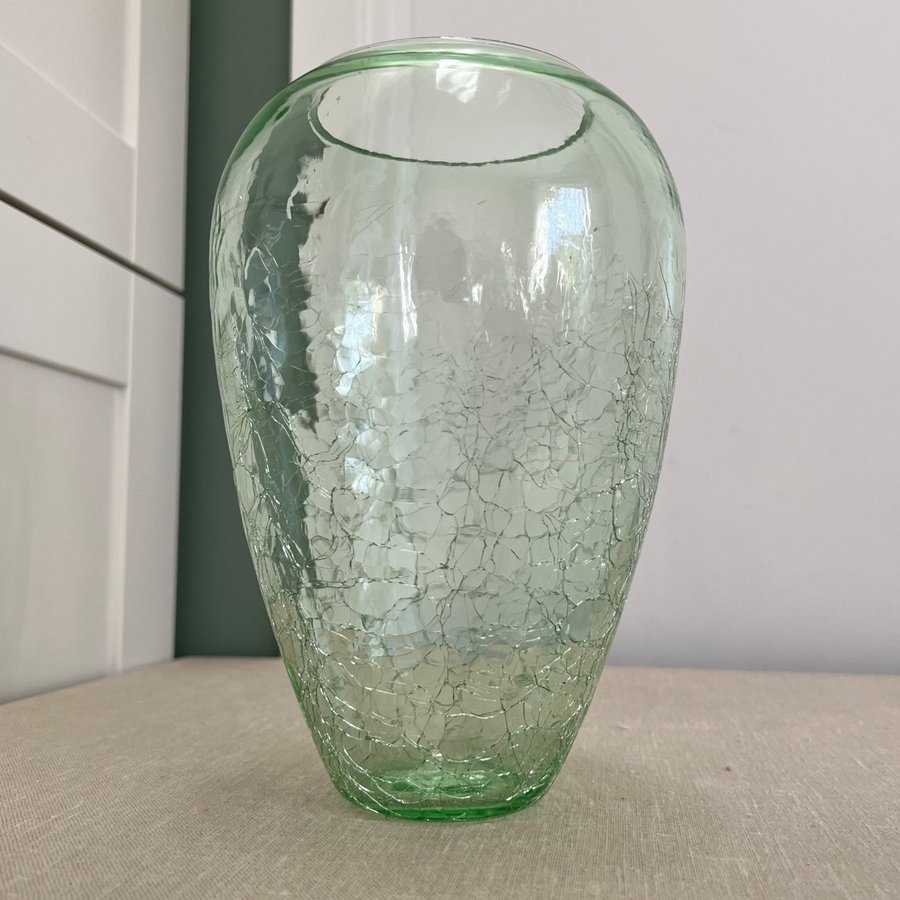 STOR Vas Ture Berglund Stockholm Glasbruk Skansenglas Glasvas Funkis Art Deco