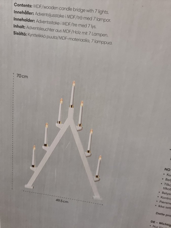 Väldigt stor Ljusstake/Adventsljusstake med 7 lampor