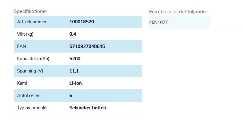 Lenovo Laptop batteri 45N1023 5 stycken#2