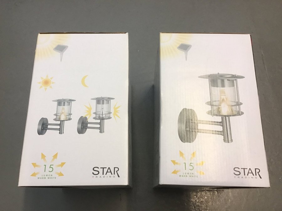 2 st Star Trading Solar Energy LED Lantern solcellslampor solcellsvägglykta