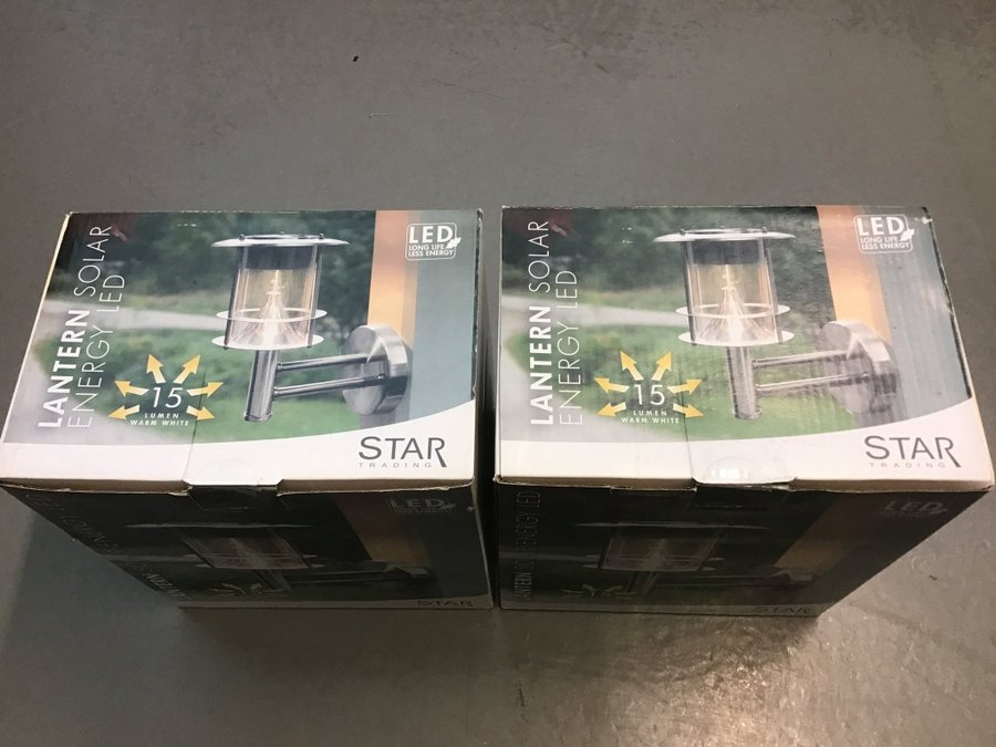 2 st Star Trading Solar Energy LED Lantern solcellslampor solcellsvägglykta