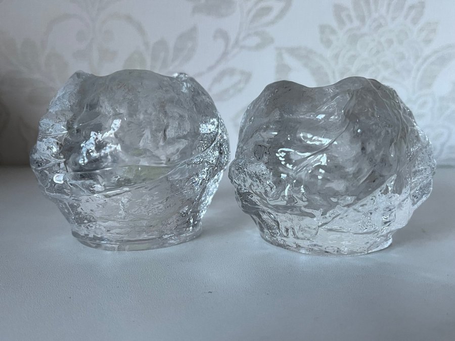 2 Snöboll Ljuslyktor Höjd circa 7 cm i glas