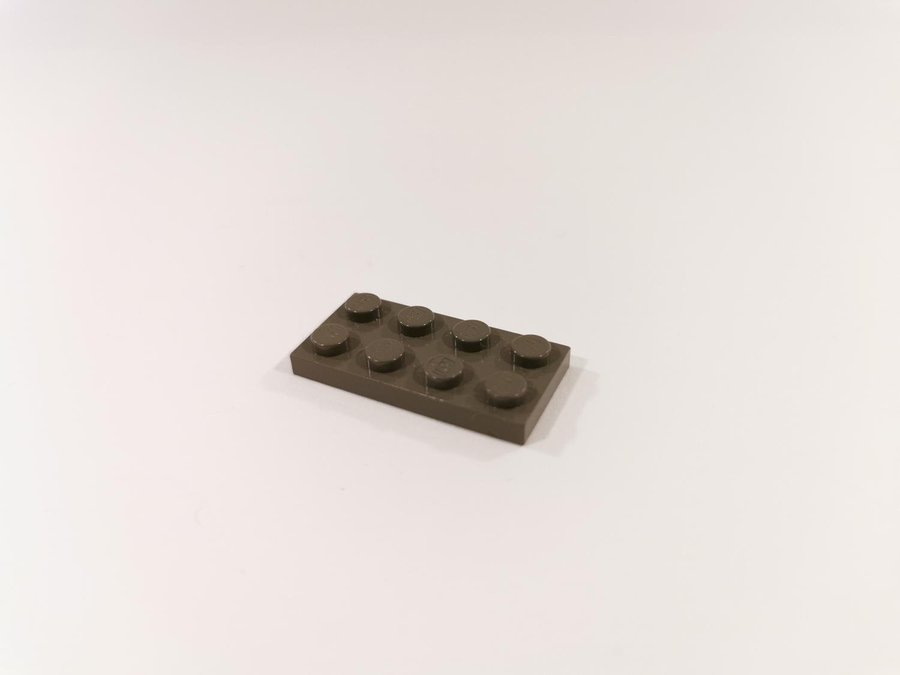 Lego - bit - bas - plate - 2x4 - part 3020 - mörkgrå (old dark gray)