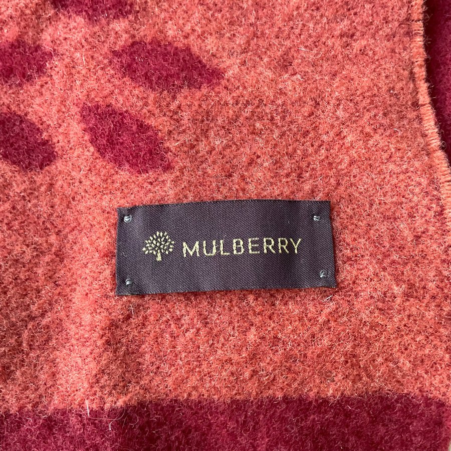 MULBERRY Halsduk 100% Lammull Vinröd / Rost