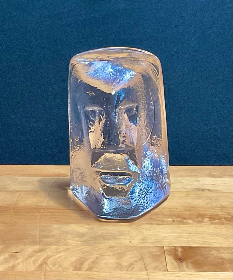 SKULPTUR, glasansikte/ Glasfigur/ ERIK HÖGLUND. Boda / signerad.