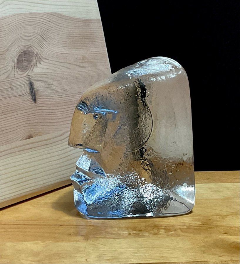 SKULPTUR, glasansikte/ Glasfigur/ ERIK HÖGLUND. Boda / signerad.