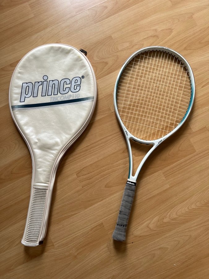 vintage Prince Tricomp 110 Tennisracket med fodral