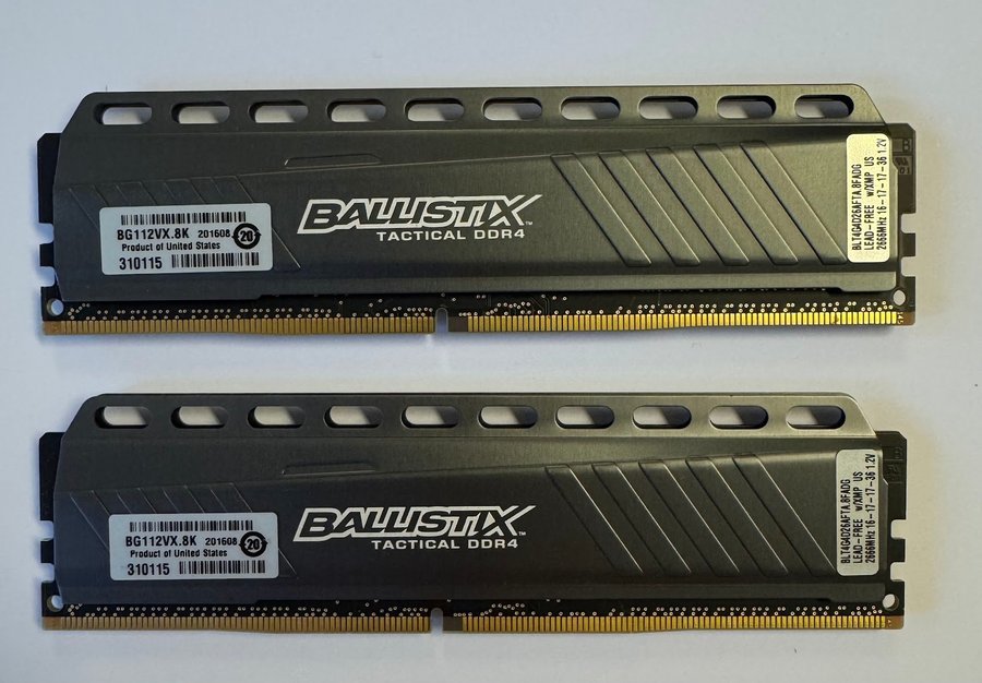 2st Crucial Ballistix Tactical 4GB PC4-21300 DDR4-2666MHz