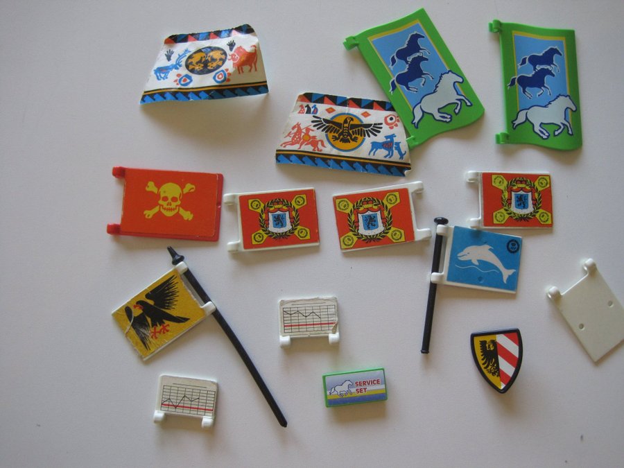 Playmobil Lot of Vintage Flags Stickers  Shields