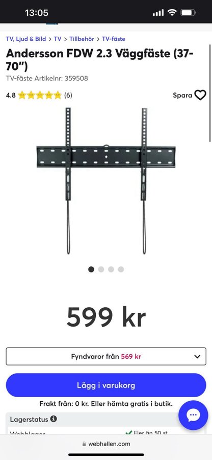 Andersson FDW 2.3 Väggfäste (37-70')