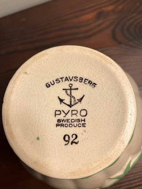 Retro. Grön Pyro 92. Kryddburk, INGEFÄRA, Gustavsberg. Design Wilhelm Kåge