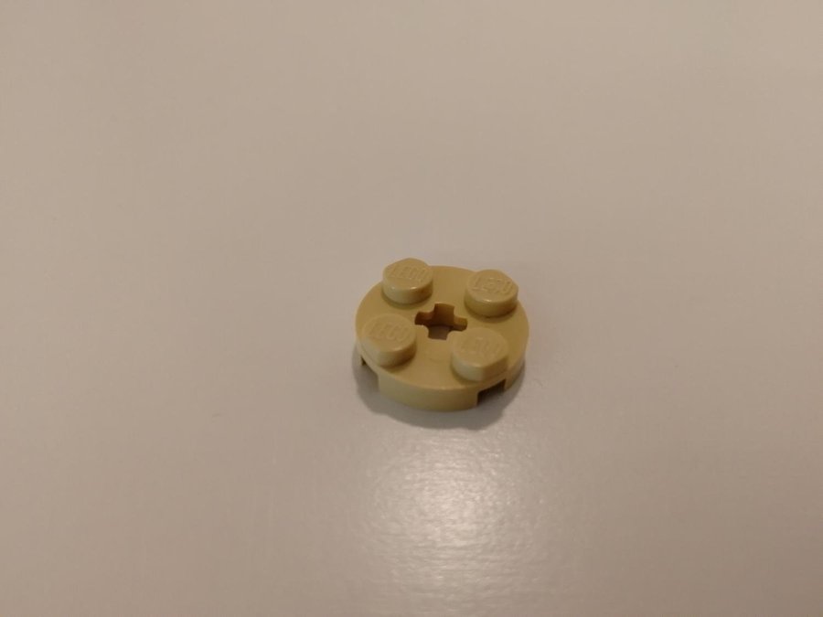 Lego - rund - plate - 2x2 - part 4032 - ljusbiege tan