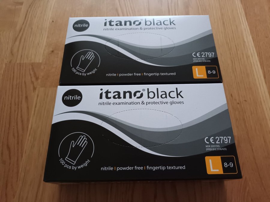 Itano black nitril engångshandskar storlek L