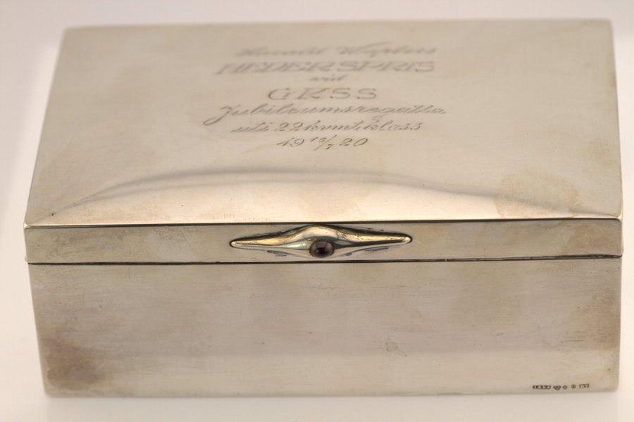 SILVER Humidor Vikt - 419gr., stämplad - "IR  S Kattfoten S O R7"