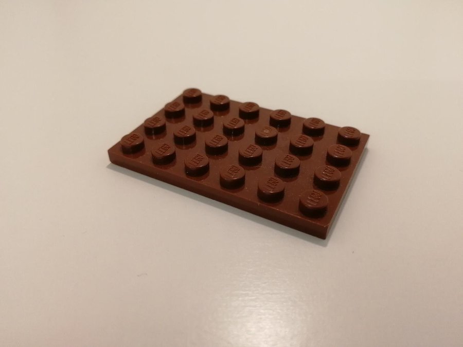 Lego - platta - plate - 4x6 - part 3032 - brun (reddish)