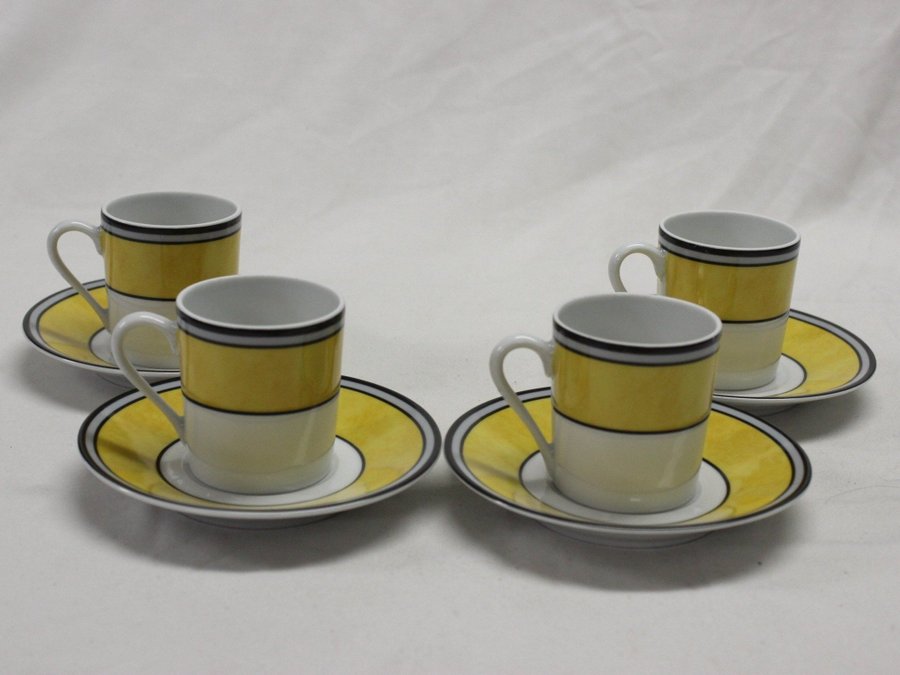 4 Moccakopp Kaffekopp m Fat Porcelain Limoge Philippe Deshouliéres Frankrike