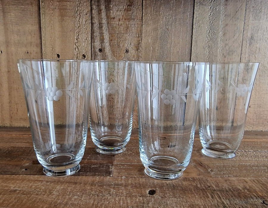 4 st Vintage glas retro longdrinkglas ölglas h 13 cm