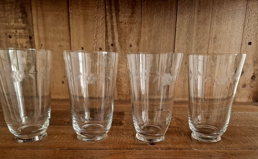 4 st Vintage glas retro longdrinkglas ölglas h 13 cm