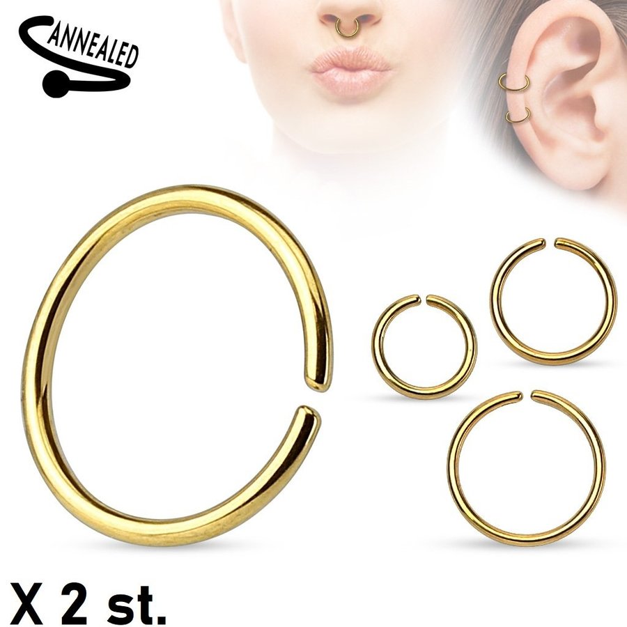 REA__REA__2x11 mm Piercing ring i guld 316L stål 18G=1mm tjock