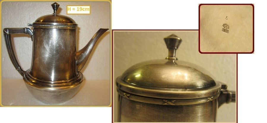 ANTIK ArtDeco style TE-KAFFE KANNA "ARGENTOR" 0.90 fr.1899 H = 19cm .