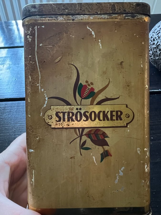 Äldre vacker strösockerburk (Tellus kaffe aktiebolaget)