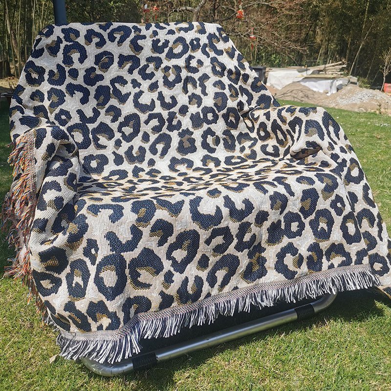 Leopard print Nordic dustproof sofa blanket camping carpet tapestry,130*180cm