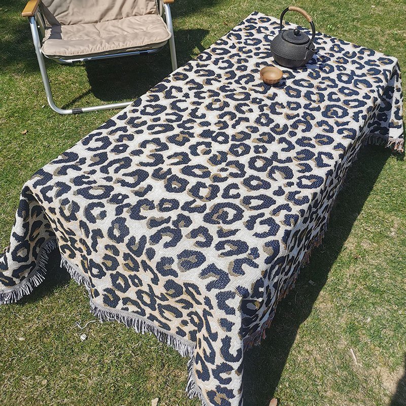 Leopard print Nordic dustproof sofa blanket camping carpet tapestry,130*180cm