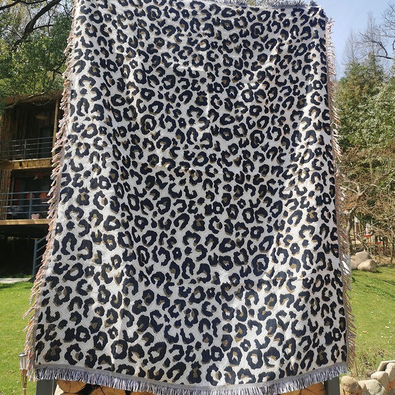 Leopard print Nordic dustproof sofa blanket camping carpet tapestry,130*180cm