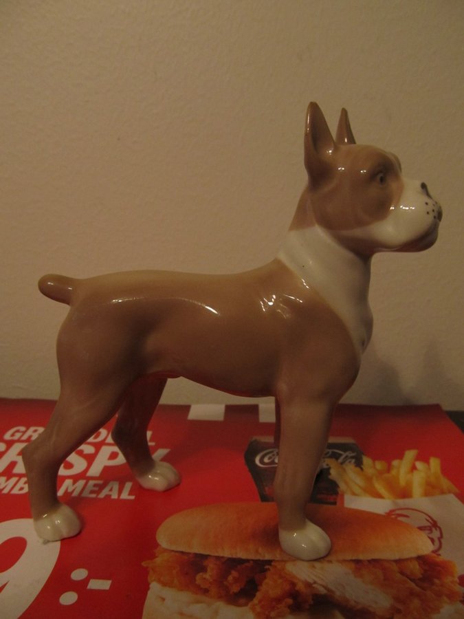 Vintage HUND JHR Germany Hutschenreuther Boxer Dog Glazed Porcelain