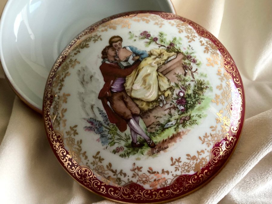 S A Limoges Trinket Skål 1940, dekor i finguld