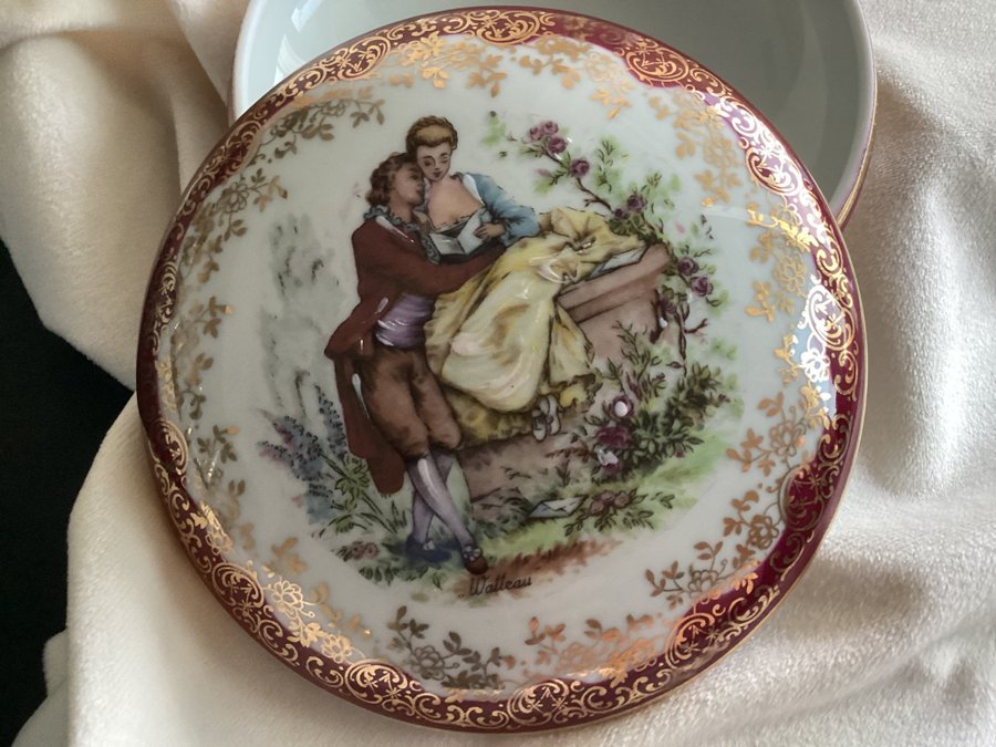 S A Limoges Trinket Skål 1940, dekor i finguld