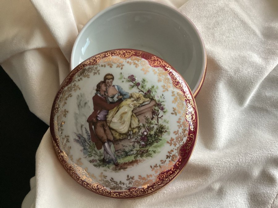 S A Limoges Trinket Skål 1940, dekor i finguld