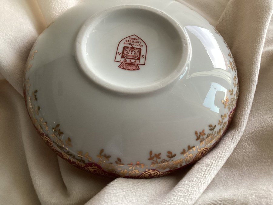 S A Limoges Trinket Skål 1940, dekor i finguld