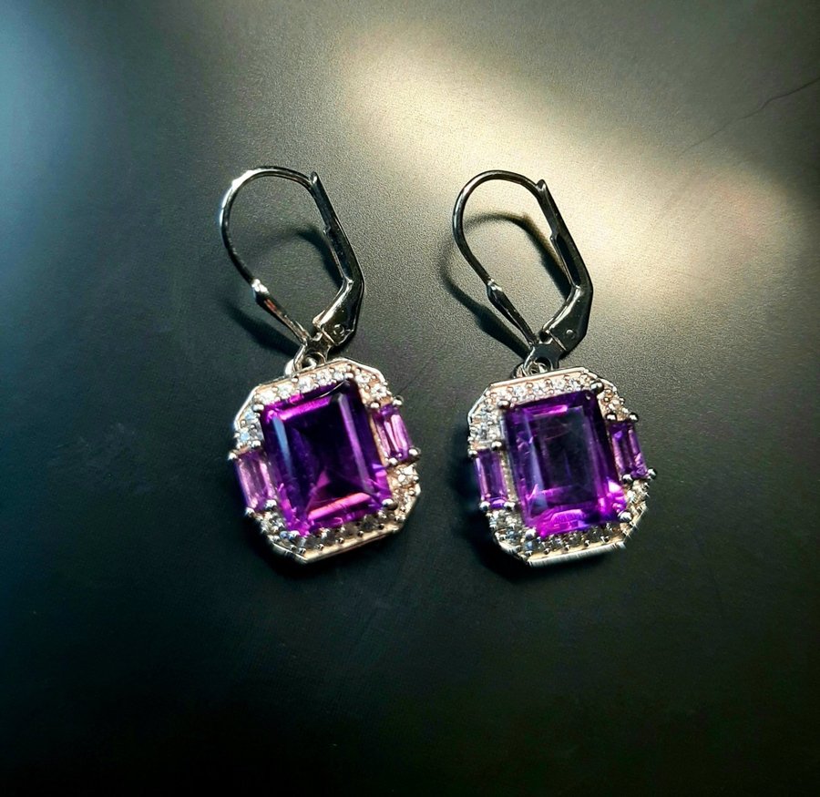 DESIGNER CLASSIC AMETHYST ÖRHÄNGEN / DESIGNER KLASSISCHE AMETHYST OHRRINGE