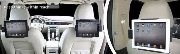 BRODIT iPad 2 / iPad 3 hållare med lås - för nackstödsmontering bl a Volvo XC60