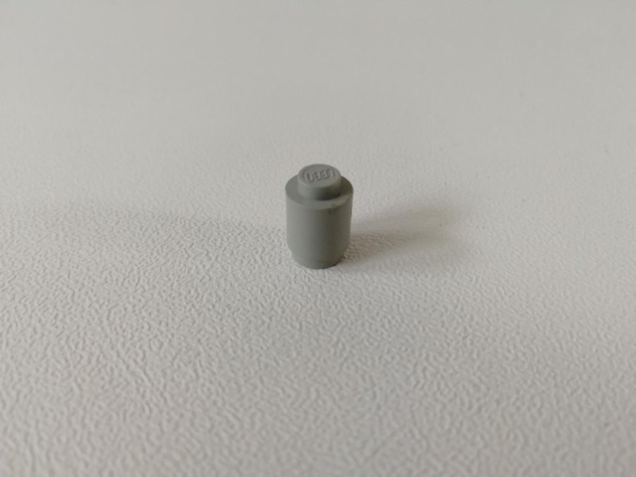 Lego - rund - brick - solid stud - 1x1 - part 3062a - ljusgrå (old light gray)