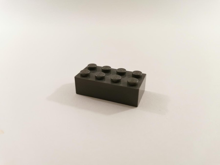 Lego - brick - bas - hög - 2x4 - part 3001 - mörkgrå (bluish)