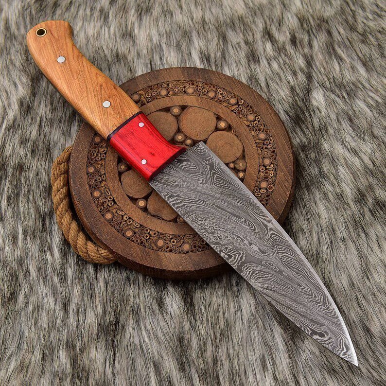 Kitchen Knife Damascus Kitchen Knife Custom Damascus Steel Chef Knife Handmade