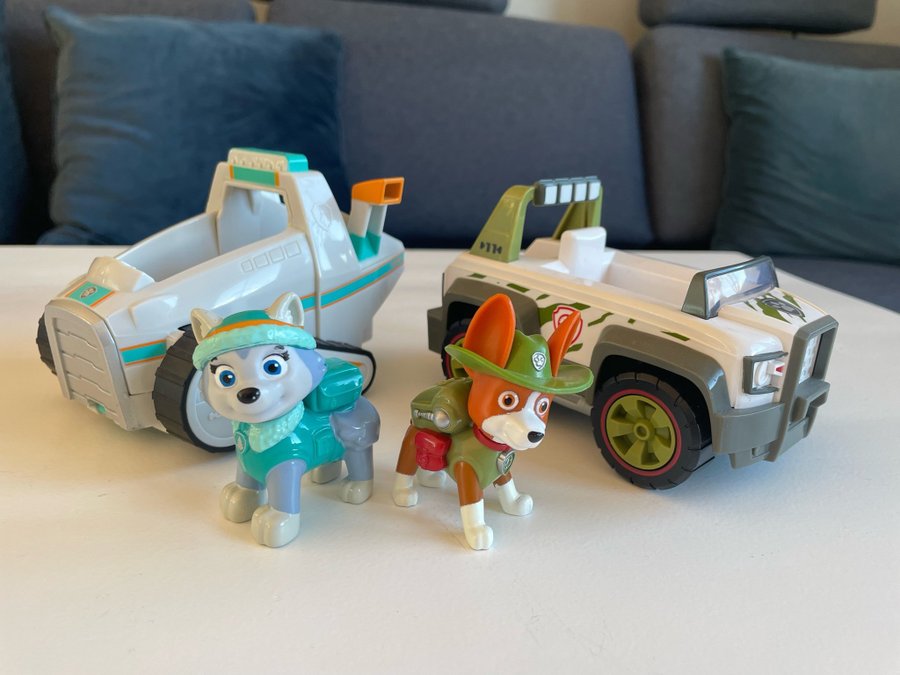 NY Paw Patrol figur + fordon Tracker och Everest