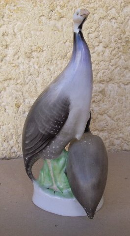 Hungary - Vintage Porcelain Guinea Fowl Figurine by Hollohaza - 19 cm - pärlhöns